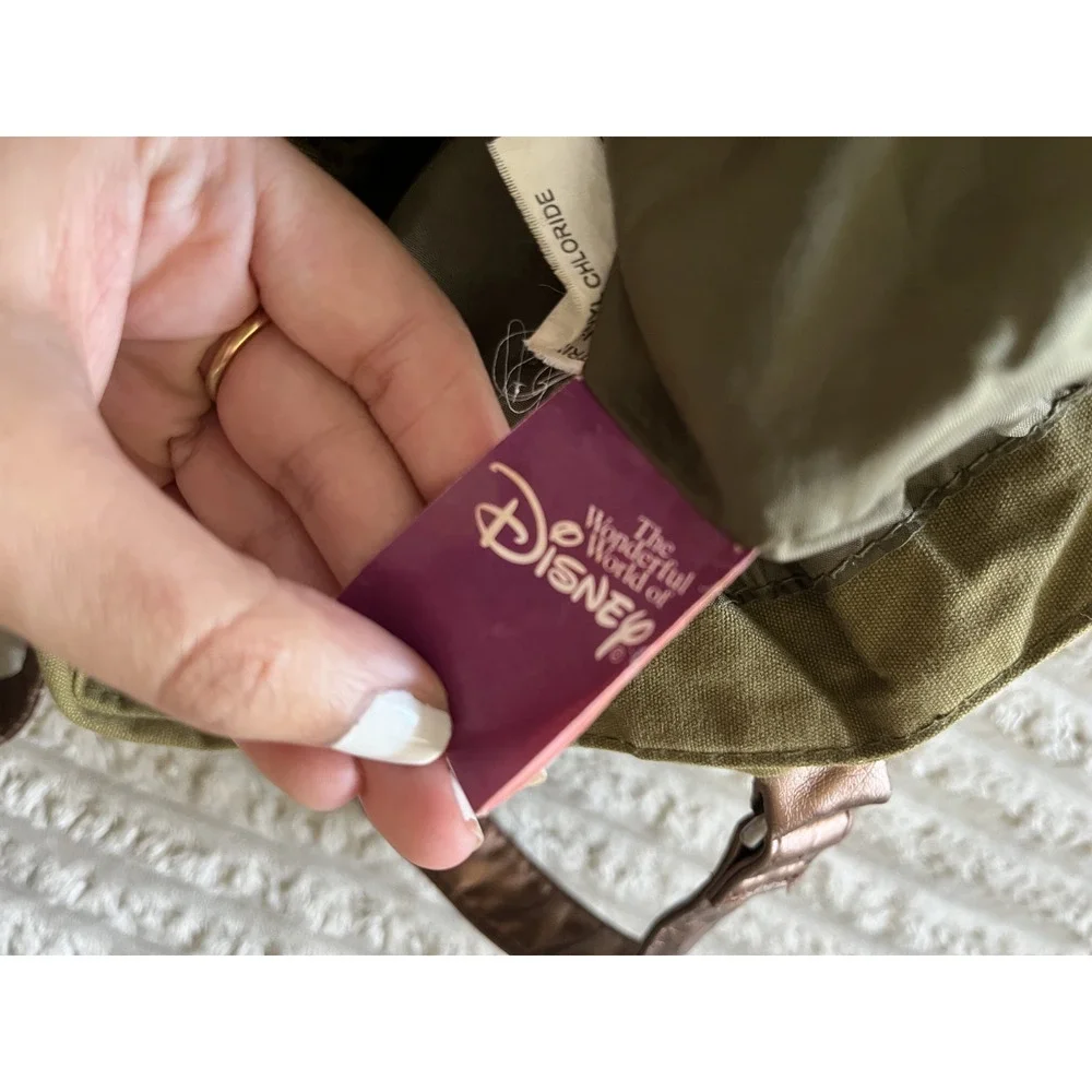 Women's Vintage Disney Tinkerbell Distressed Green Bag Faux Leather Handles